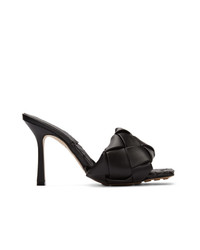 Черные кожаные плетеные босоножки на каблуке от Bottega Veneta