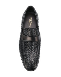 Мужские черные кожаные плетеные лоферы от Dell'oglio