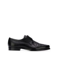 Черные кожаные плетеные туфли дерби от Bottega Veneta
