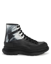 Мужские черные кожаные повседневные ботинки с принтом от Alexander McQueen