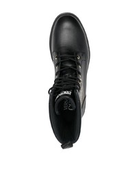 Мужские черные кожаные повседневные ботинки с принтом от VERSACE JEANS COUTURE