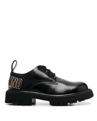 Мужские черные кожаные повседневные ботинки с принтом от Moschino