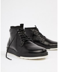 Мужские черные кожаные повседневные ботинки от ASOS DESIGN
