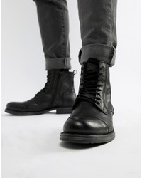 Мужские черные кожаные повседневные ботинки от Jack & Jones