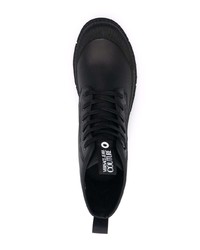 Мужские черные кожаные повседневные ботинки от VERSACE JEANS COUTURE