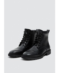 Мужские черные кожаные повседневные ботинки от Pull&Bear
