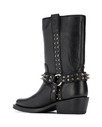 Черные кожаные полусапоги с шипами от Ash