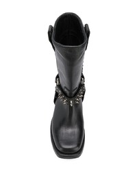 Черные кожаные полусапоги с шипами от Ash