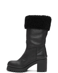 Черные кожаные полусапоги от Miu Miu