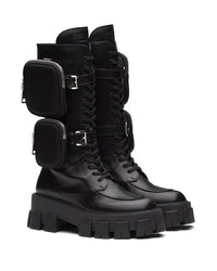 Черные кожаные полусапоги от Prada