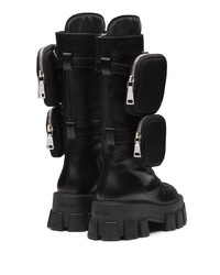 Черные кожаные полусапоги от Prada