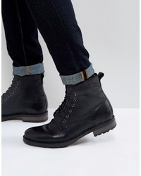 Мужские черные кожаные рабочие ботинки от Asos