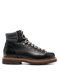 Мужские черные кожаные рабочие ботинки от Brunello Cucinelli