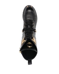 Мужские черные кожаные рабочие ботинки от Roberto Cavalli