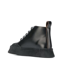 Мужские черные кожаные рабочие ботинки от Jil Sander