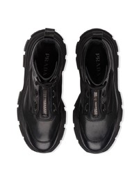 Мужские черные кожаные рабочие ботинки от Prada