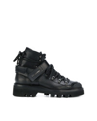 Мужские черные кожаные рабочие ботинки от DSQUARED2