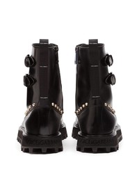 Мужские черные кожаные рабочие ботинки от Dolce & Gabbana