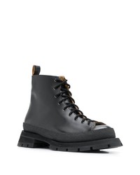Мужские черные кожаные рабочие ботинки от Jil Sander