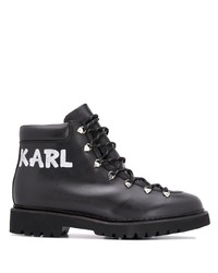 Мужские черные кожаные рабочие ботинки от Karl Lagerfeld