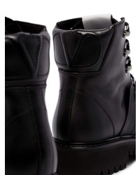 Мужские черные кожаные рабочие ботинки от Valentino Garavani
