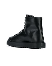 Мужские черные кожаные рабочие ботинки от Versus