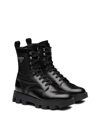 Мужские черные кожаные рабочие ботинки от Prada