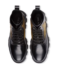 Мужские черные кожаные рабочие ботинки от Prada
