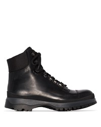 Мужские черные кожаные рабочие ботинки от Prada