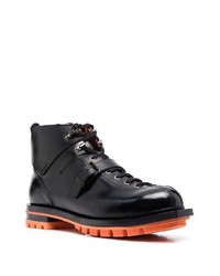Мужские черные кожаные рабочие ботинки от Santoni