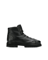 Мужские черные кожаные рабочие ботинки от Santoni