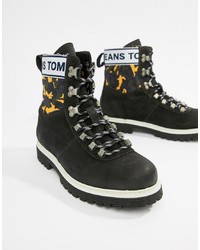 Мужские черные кожаные рабочие ботинки от Tommy Jeans