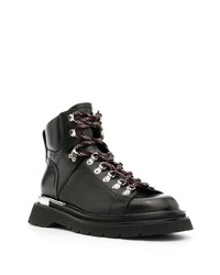 Мужские черные кожаные рабочие ботинки от DSQUARED2