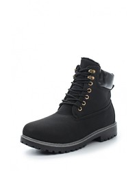 Мужские черные кожаные рабочие ботинки от WS Shoes