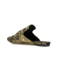 Черные кожаные сабо с вышивкой от Sanayi 313