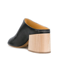 Черные кожаные сабо от MM6 MAISON MARGIELA