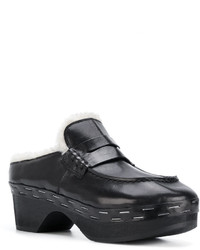 Черные кожаные сабо от MM6 MAISON MARGIELA