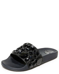 Черные кожаные сандалии на плоской подошве с украшением от Marc Jacobs