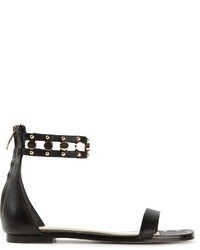 Черные кожаные сандалии на плоской подошве с украшением от Sigerson Morrison
