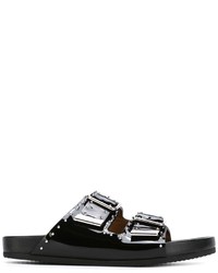 Черные кожаные сандалии на плоской подошве с шипами от Givenchy