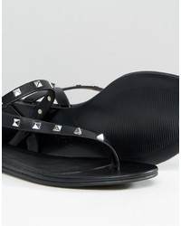 Черные кожаные сандалии на плоской подошве с шипами от Aldo