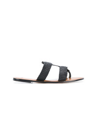 Черные кожаные сандалии на плоской подошве от Alexandre Birman