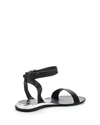 Черные кожаные сандалии на плоской подошве от Amazonga