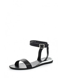 Черные кожаные сандалии на плоской подошве от Amazonga