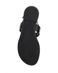 Черные кожаные сандалии на плоской подошве от Amazonga