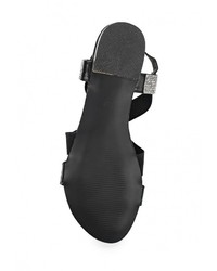Черные кожаные сандалии на плоской подошве от Amazonga