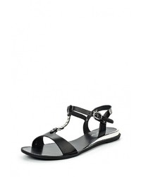 Черные кожаные сандалии на плоской подошве от Amazonga