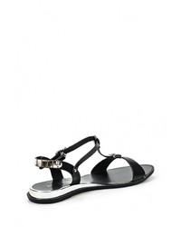 Черные кожаные сандалии на плоской подошве от Amazonga