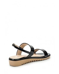 Черные кожаные сандалии на плоской подошве от Amazonga