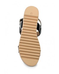 Черные кожаные сандалии на плоской подошве от Amazonga